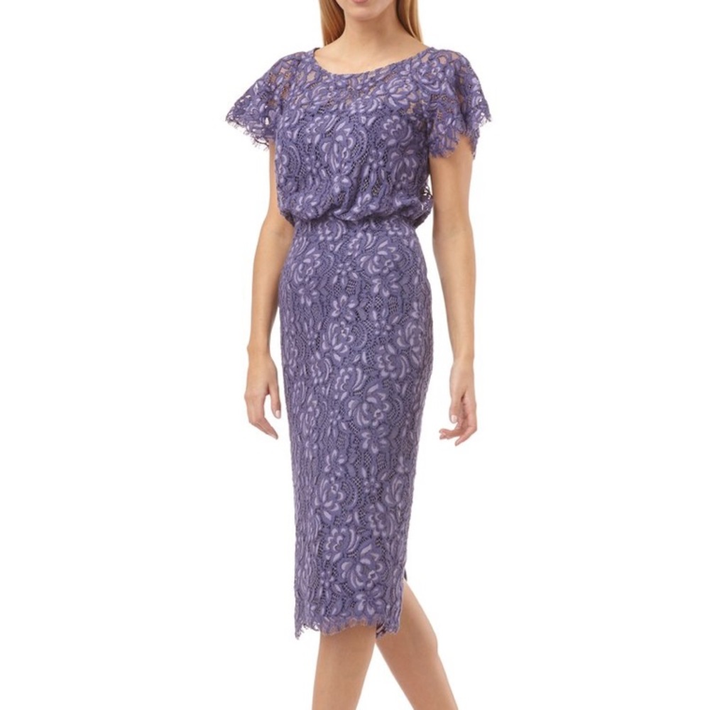 JS Collections Lace Flutter Sleeve Midi Dress